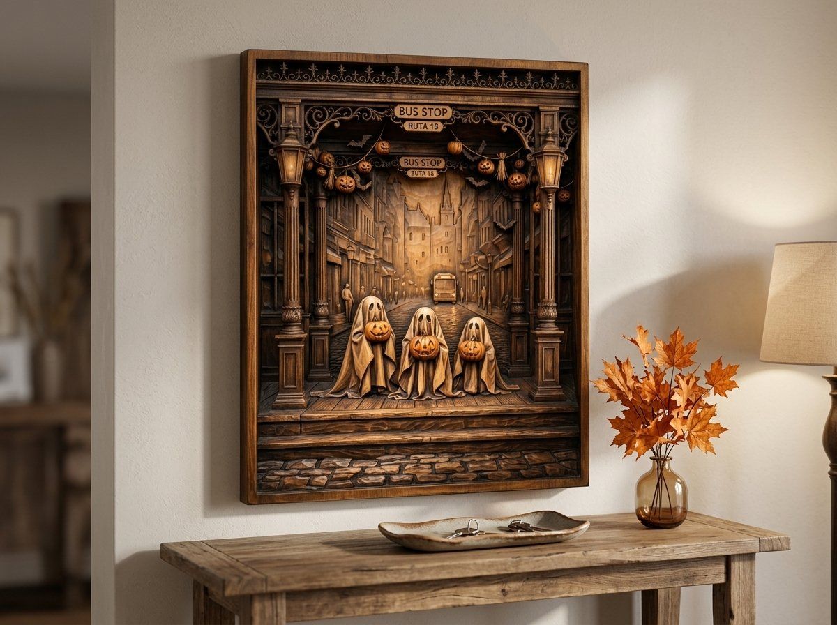 Haunted Bus Stop Ghost Trio CNC Relief STL bas-relief STL — view 14