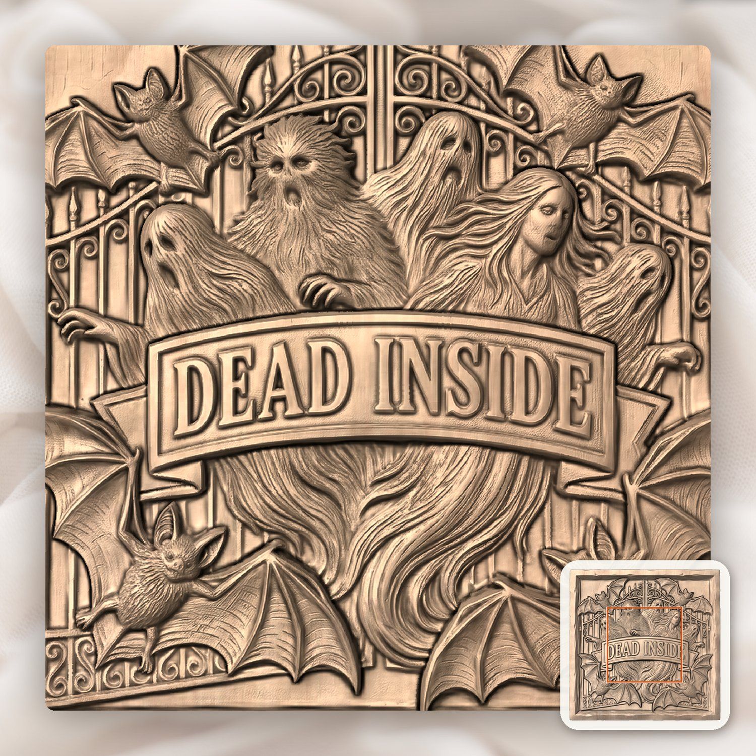 Haunted Ghost Gate Dead Inside CNC Relief STL bas-relief STL — view 6