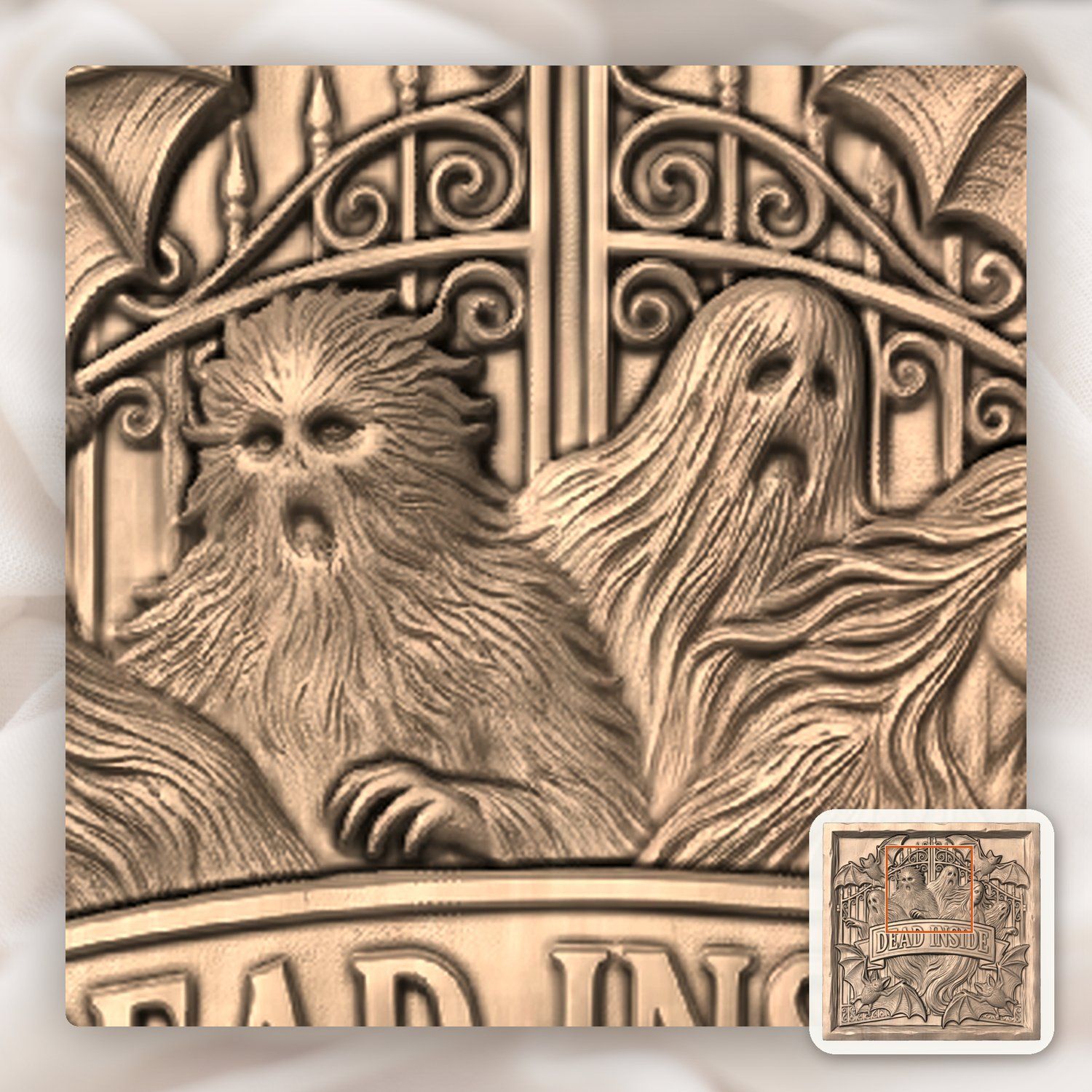 Haunted Ghost Gate Dead Inside CNC Relief STL bas-relief STL — view 8