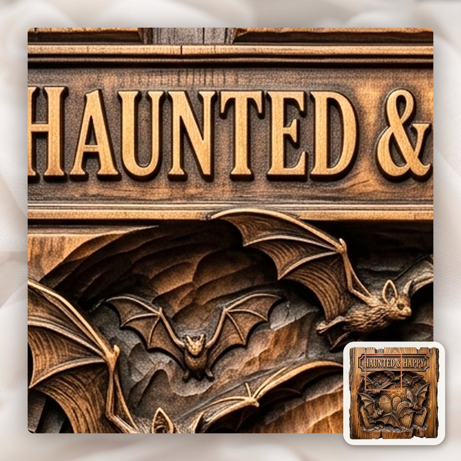 Haunted Happy Bats Graveyard CNC Relief STL bas-relief STL — view 12