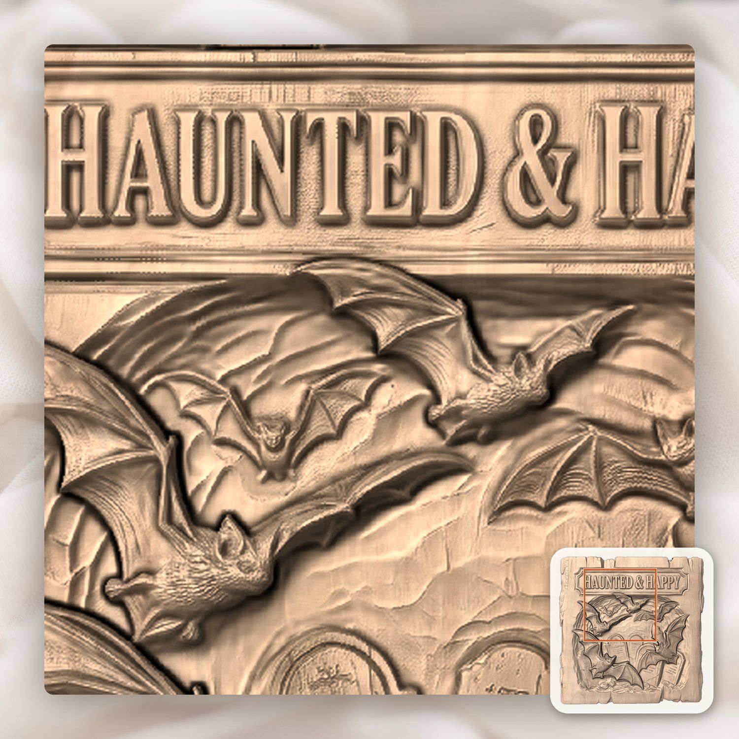 Haunted Happy Bats Graveyard CNC Relief STL bas-relief STL — view 7