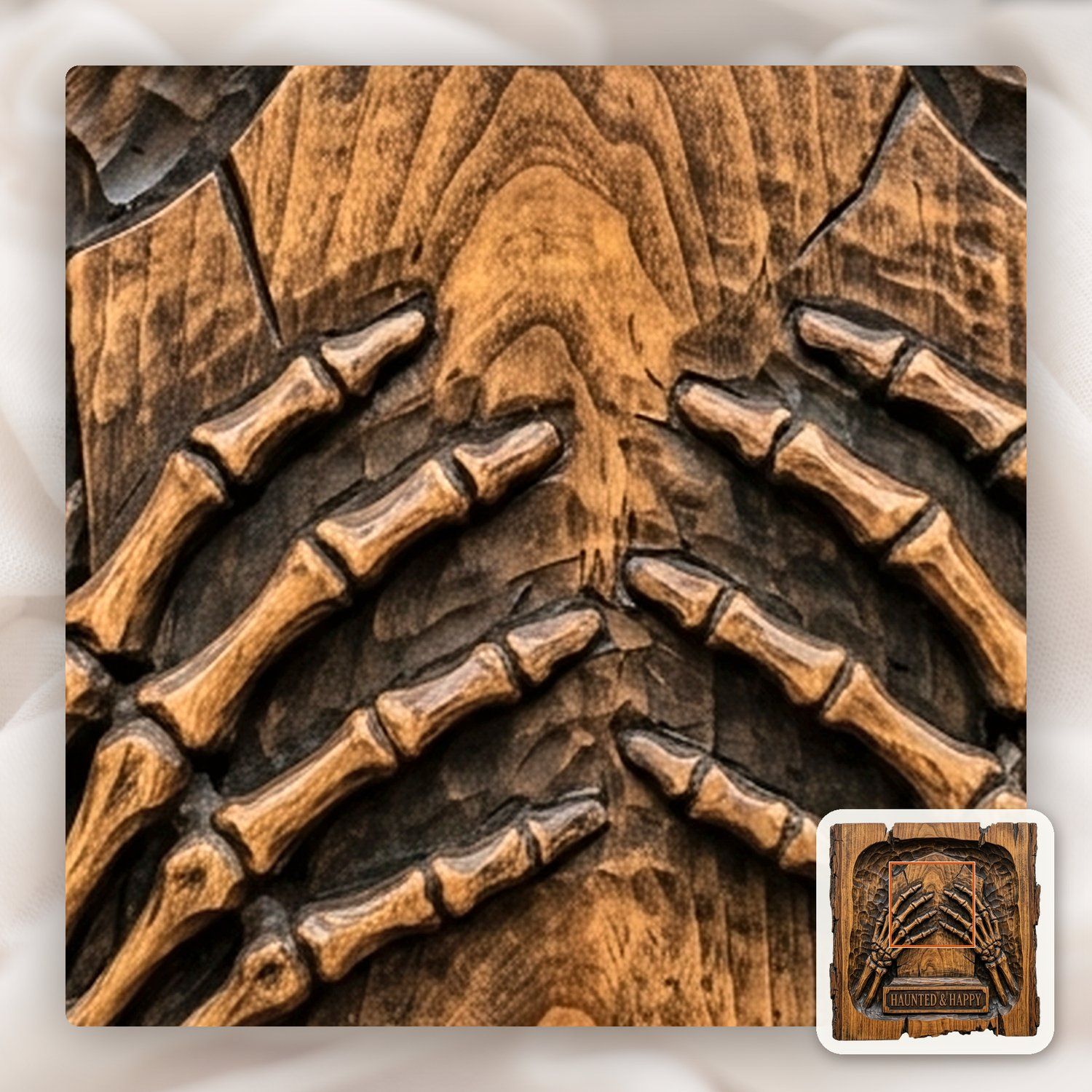 Haunted Happy Tombstone Skeleton Hands CNC Relief STL bas-relief STL — view 12