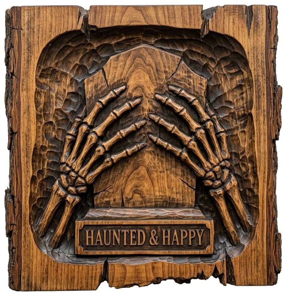 Haunted Happy Tombstone Skeleton Hands CNC Relief STL bas-relief STL — view 13