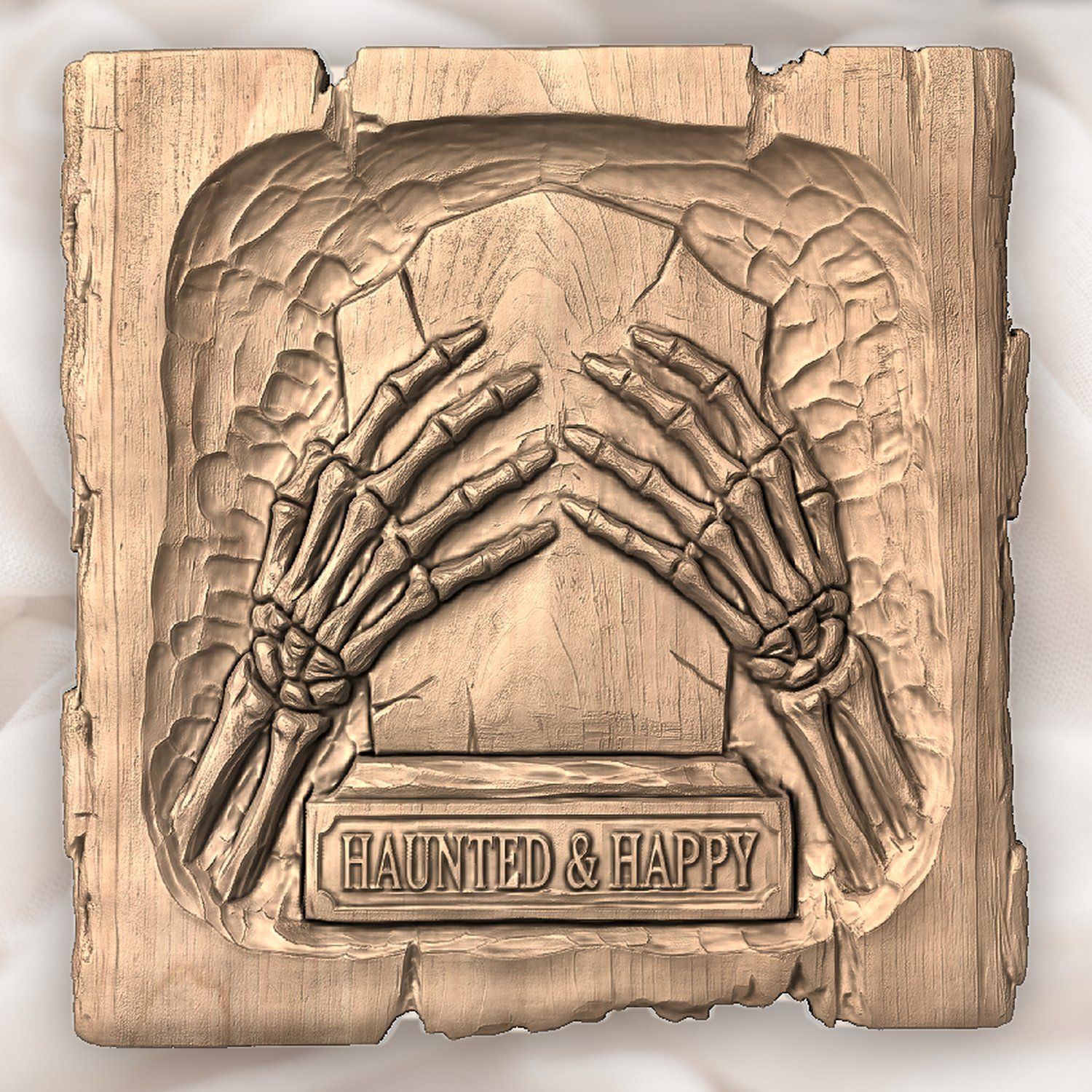Haunted Happy Tombstone Skeleton Hands CNC Relief STL bas-relief STL — view 4
