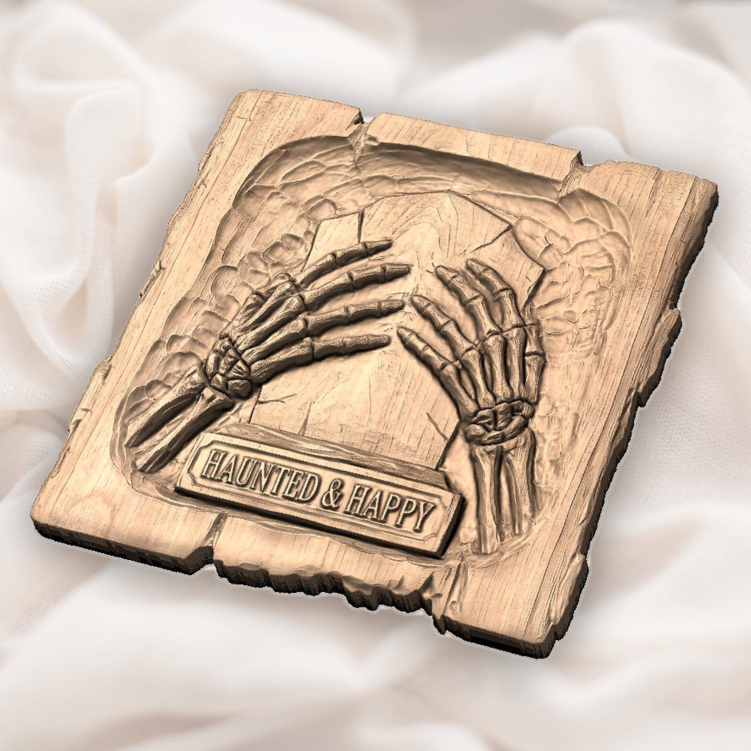 Haunted Happy Tombstone Skeleton Hands CNC Relief STL bas-relief STL — view 5