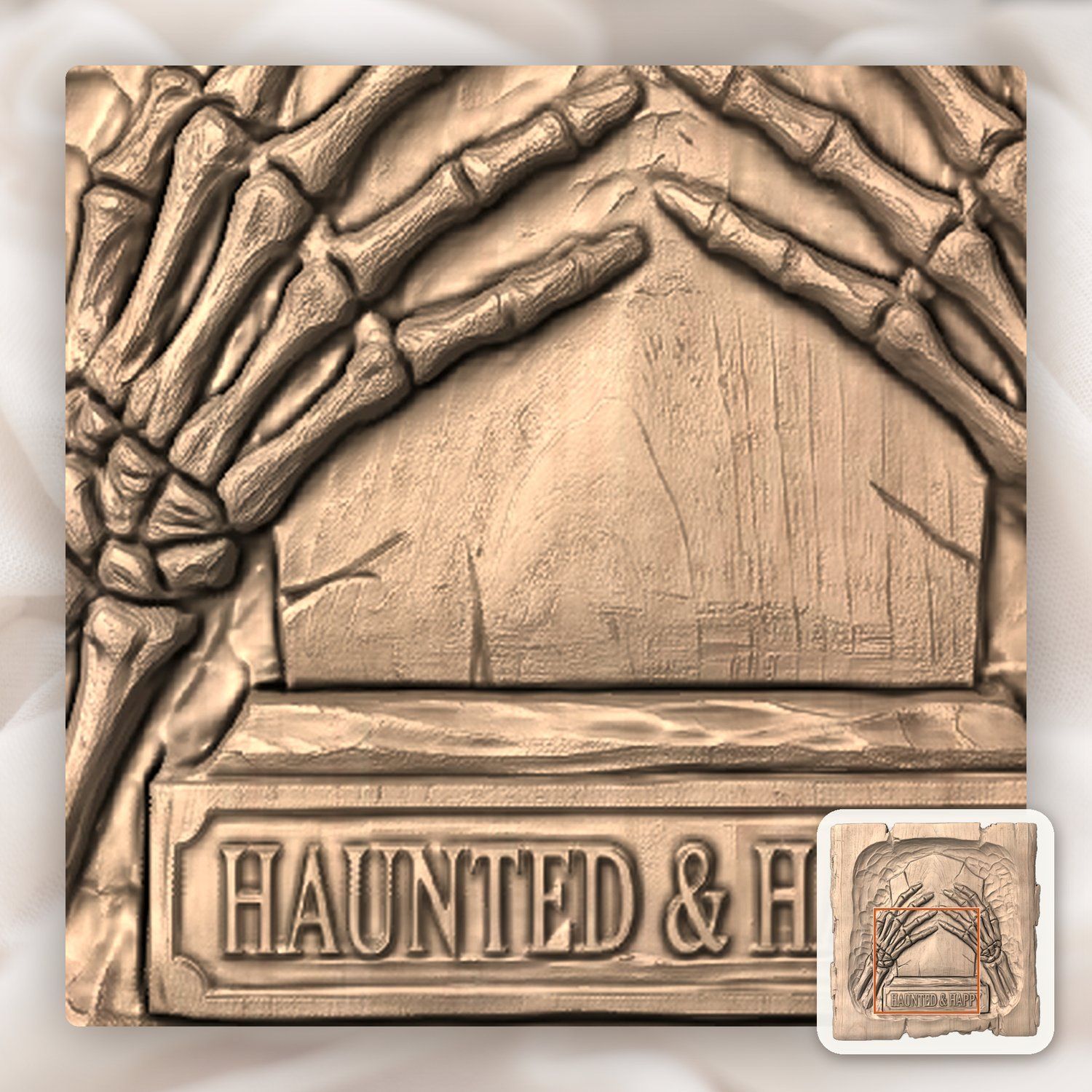 Haunted Happy Tombstone Skeleton Hands CNC Relief STL bas-relief STL — view 7