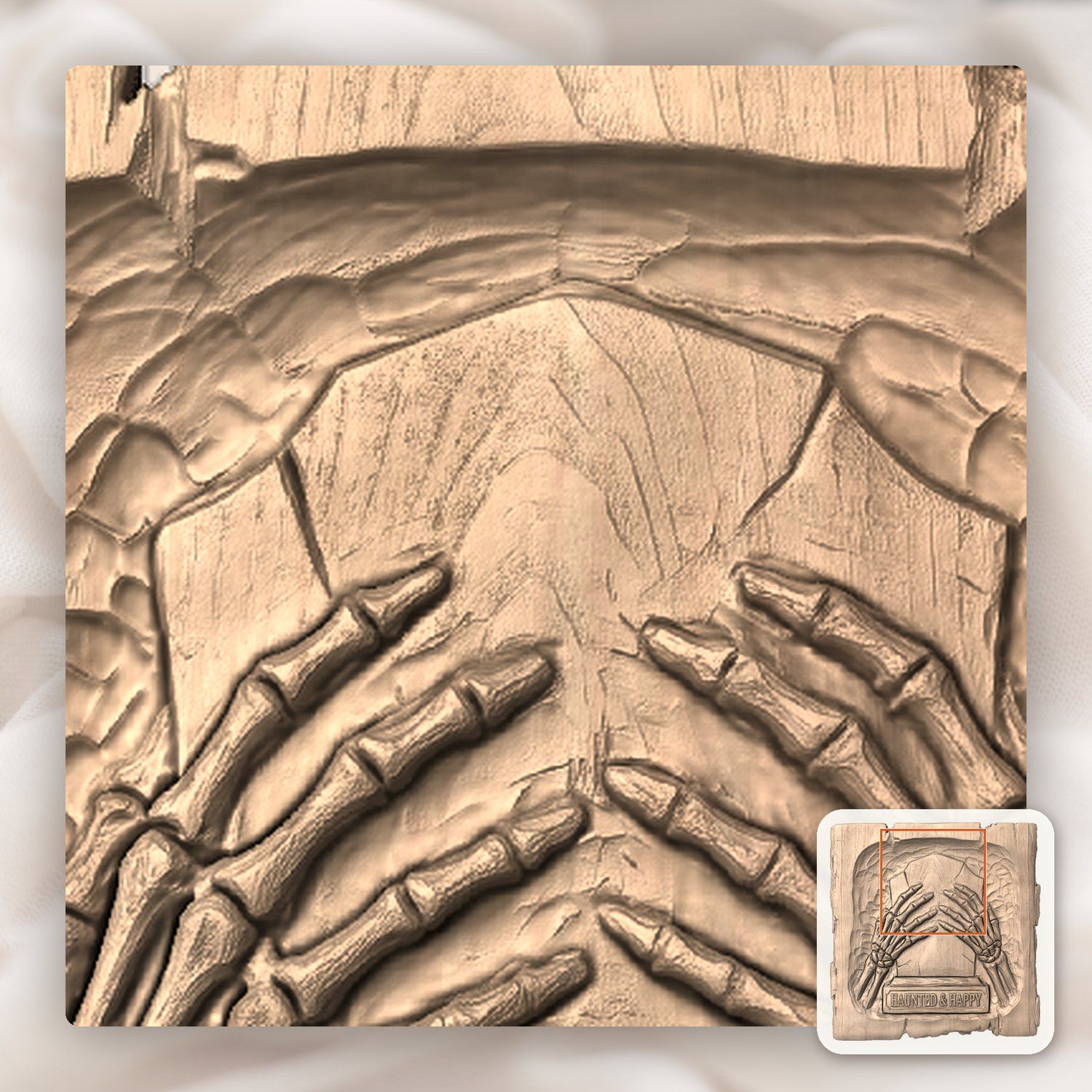 Haunted Happy Tombstone Skeleton Hands CNC Relief STL bas-relief STL — view 8
