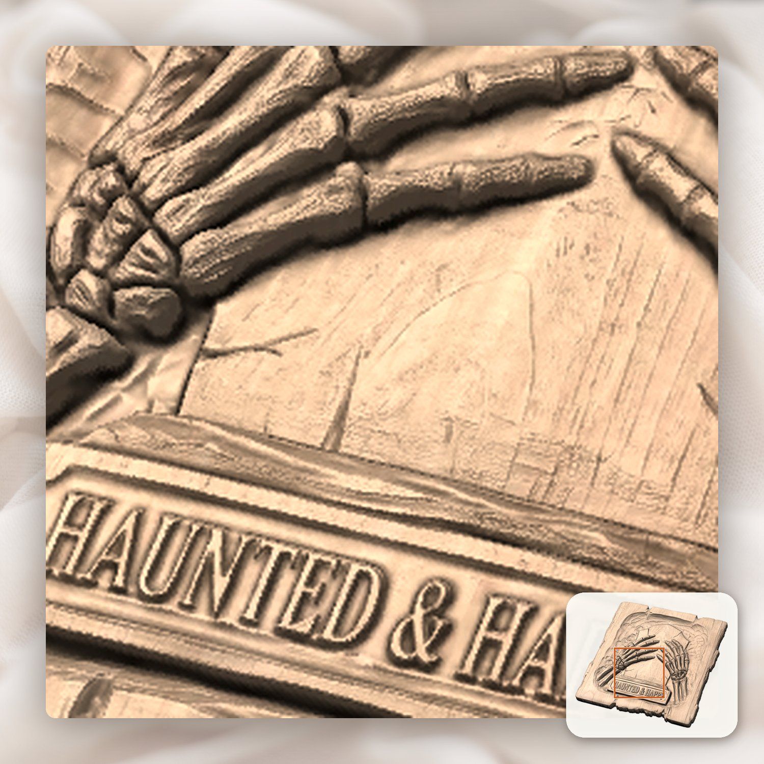 Haunted Happy Tombstone Skeleton Hands CNC Relief STL bas-relief STL — view 9