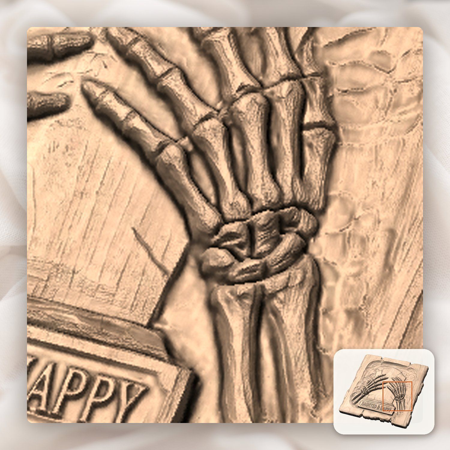 Haunted Happy Tombstone Skeleton Hands CNC Relief STL bas-relief STL — view 10