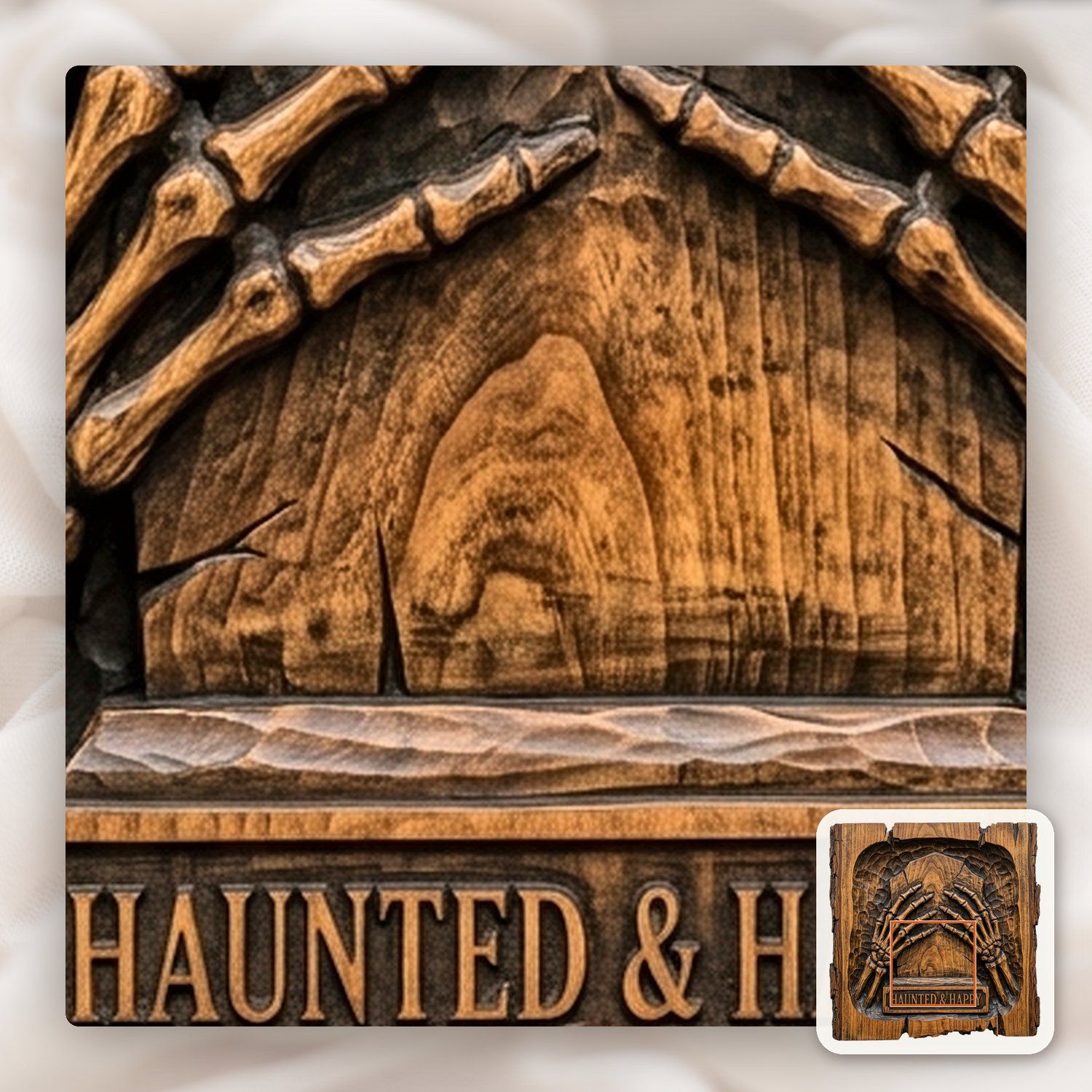 Haunted Happy Tombstone Skeleton Hands CNC Relief STL bas-relief STL — view 11