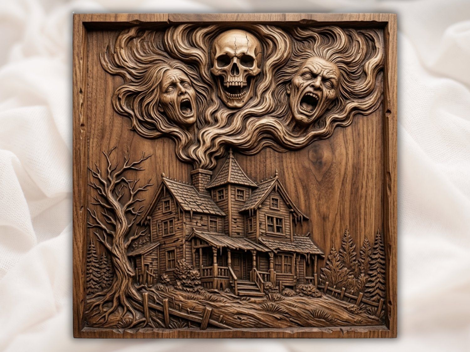Haunted House Screaming Ghouls Horror CNC Relief STL bas-relief STL — view 2