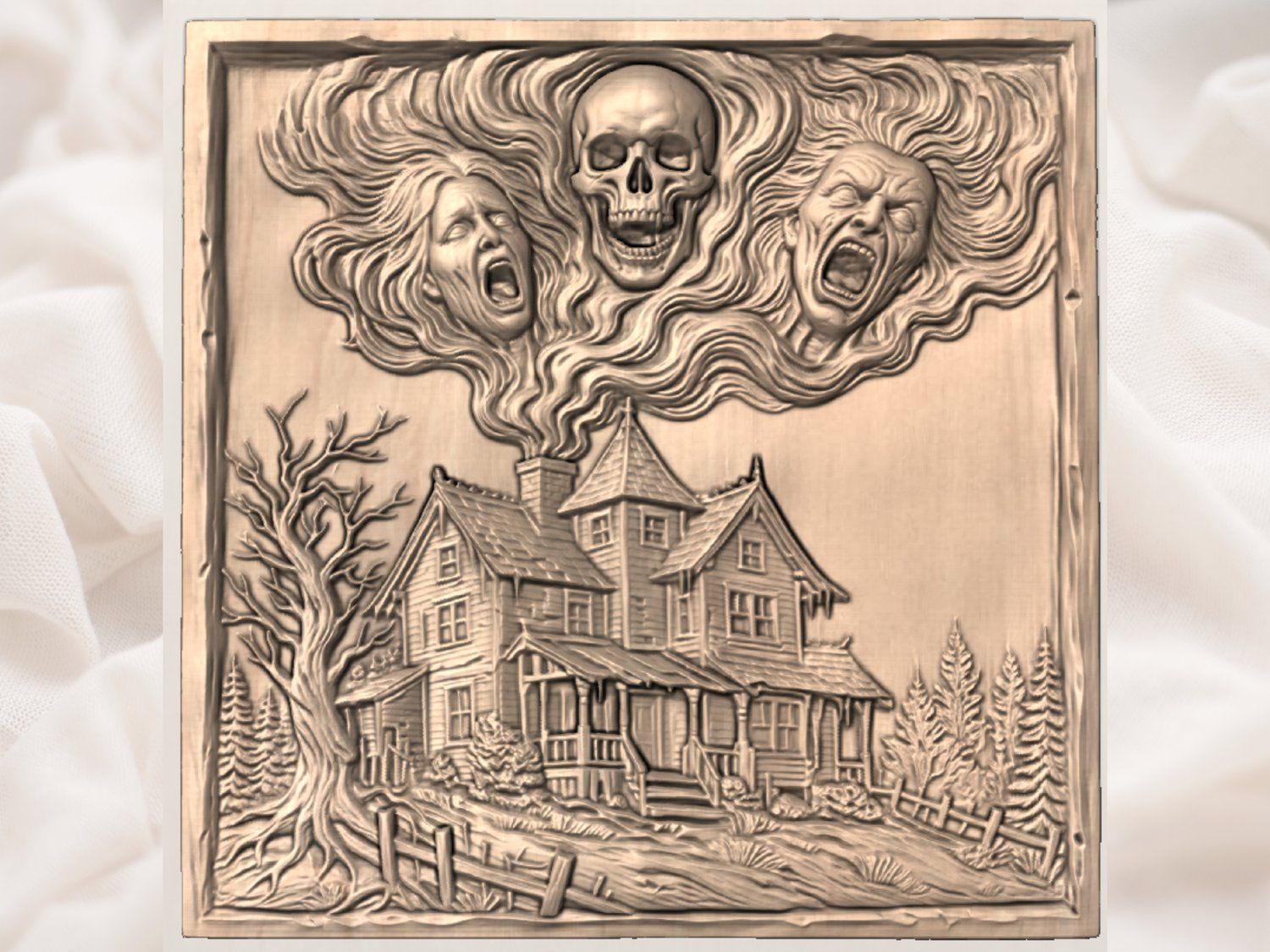 Haunted House Screaming Ghouls Horror CNC Relief STL bas-relief STL — view 4