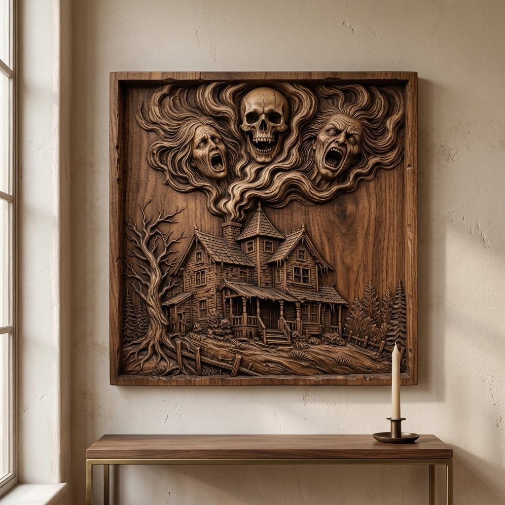 Haunted House Screaming Ghouls Horror CNC Relief STL bas-relief STL — view 6