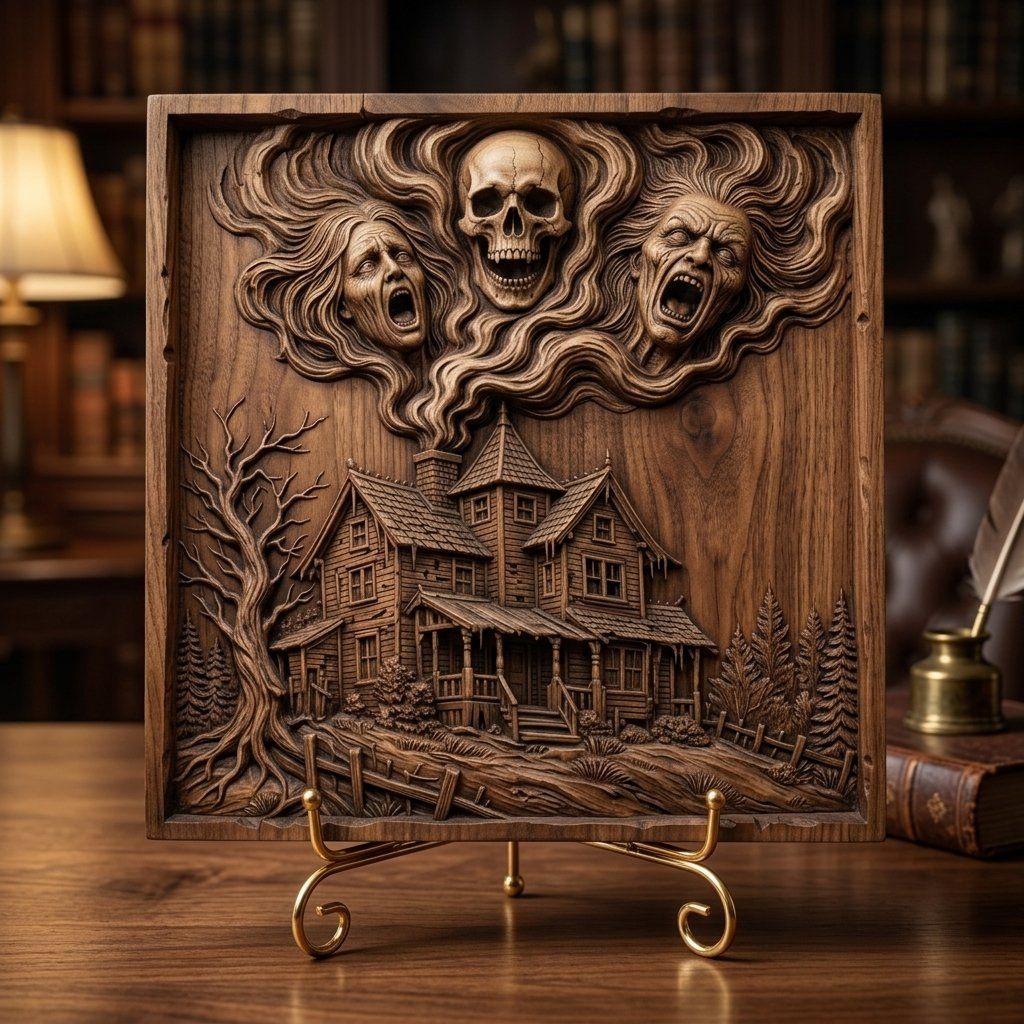 Haunted House Screaming Ghouls Horror CNC Relief STL bas-relief STL — view 7