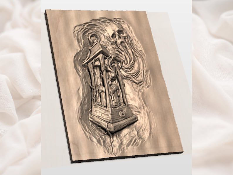Haunted Lantern with Ghostly Skull Spirit Bas-Relief STL bas-relief STL — view 2