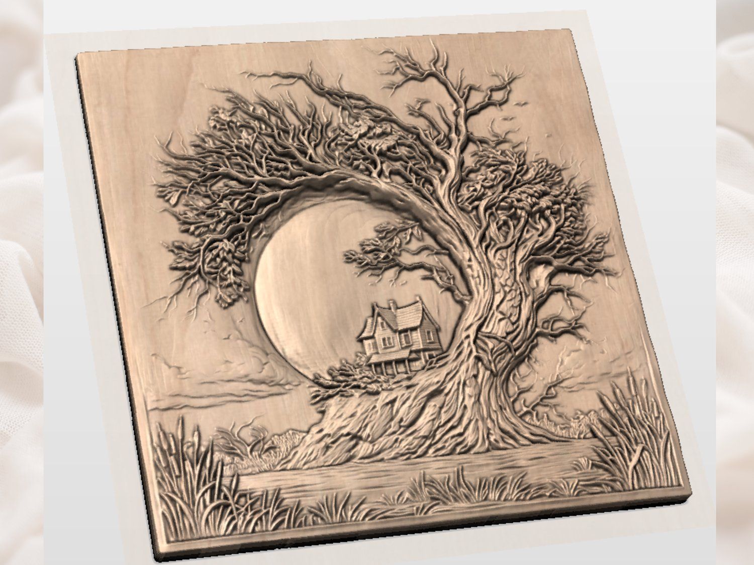 Haunted Tree House Landscape CNC Relief STL bas-relief STL — view 2