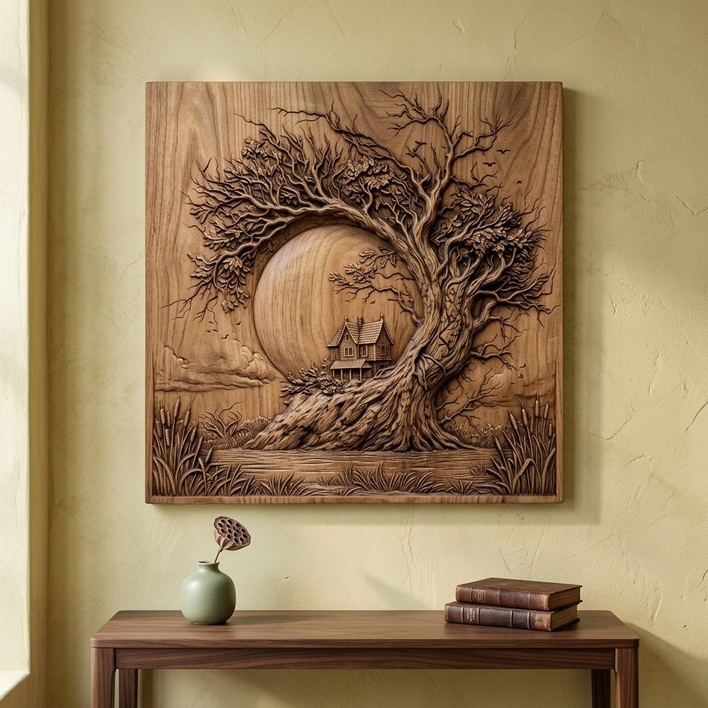 Haunted Tree House Landscape CNC Relief STL bas-relief STL — view 6
