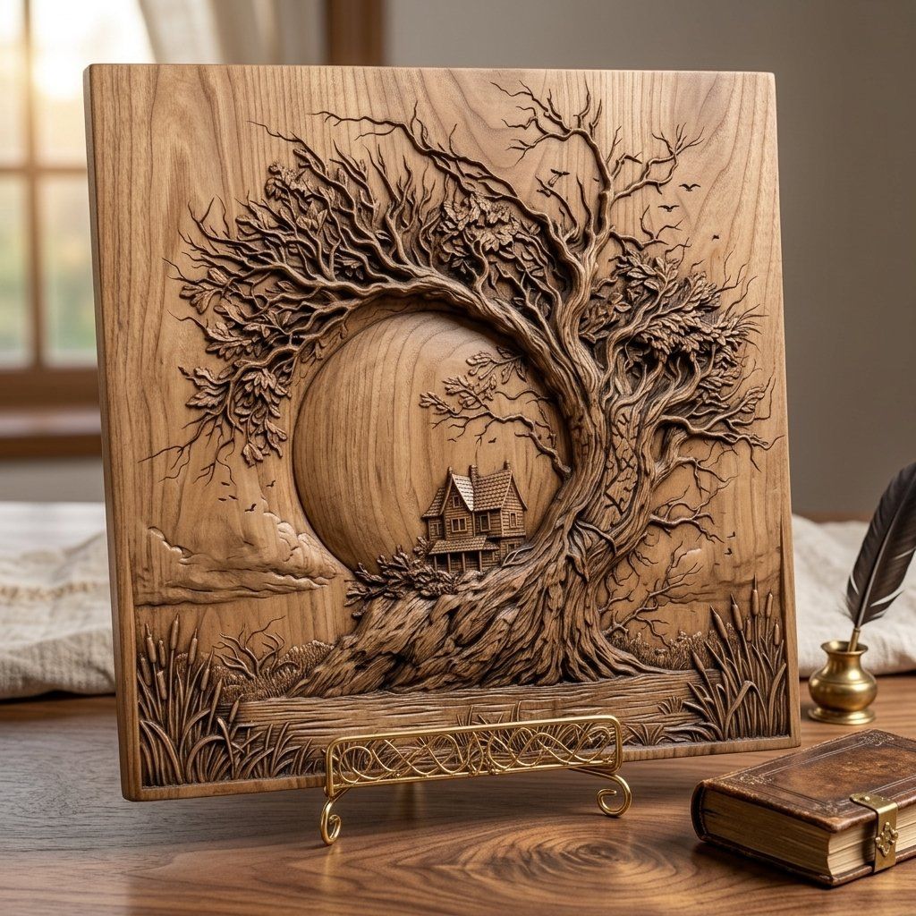 Haunted Tree House Landscape CNC Relief STL bas-relief STL — view 7