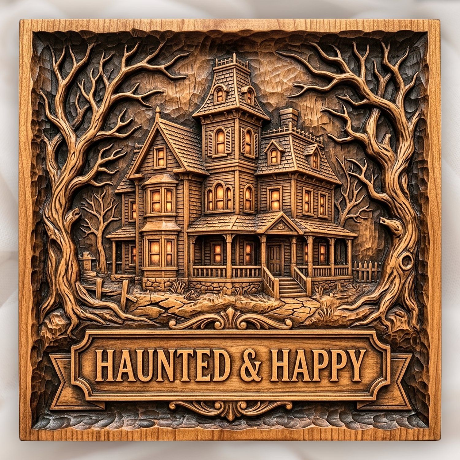 Haunted Victorian Mansion CNC Relief STL bas-relief STL design