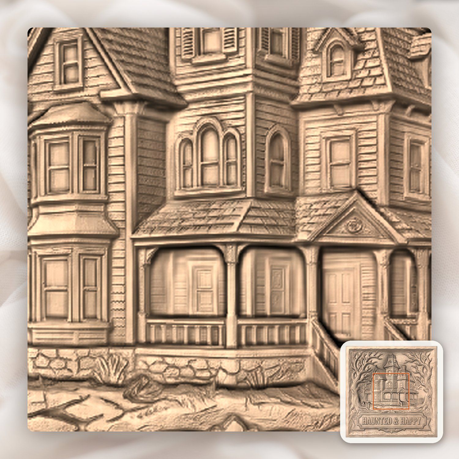 Haunted Victorian Mansion CNC Relief STL bas-relief STL — view 7