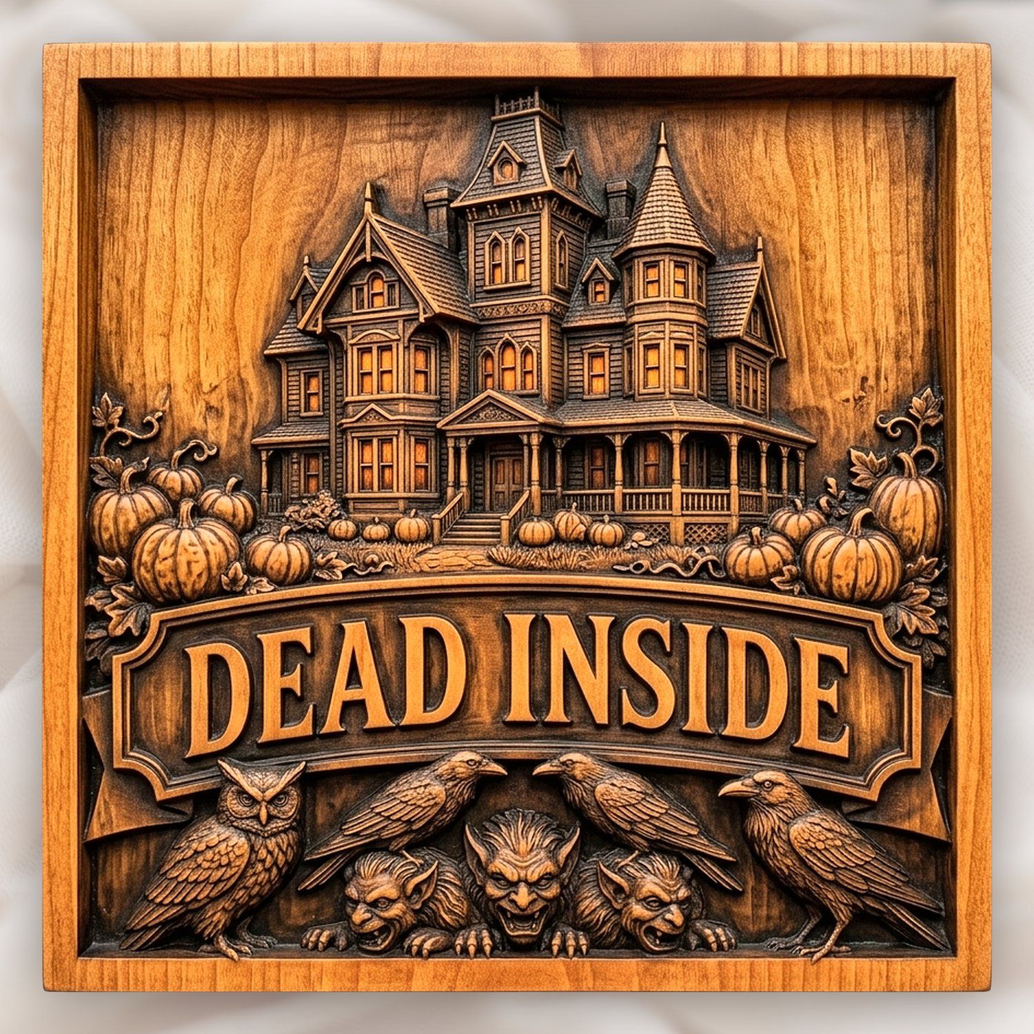 Haunted Victorian Mansion Dead Inside Sign CNC Relief STL bas-relief STL design