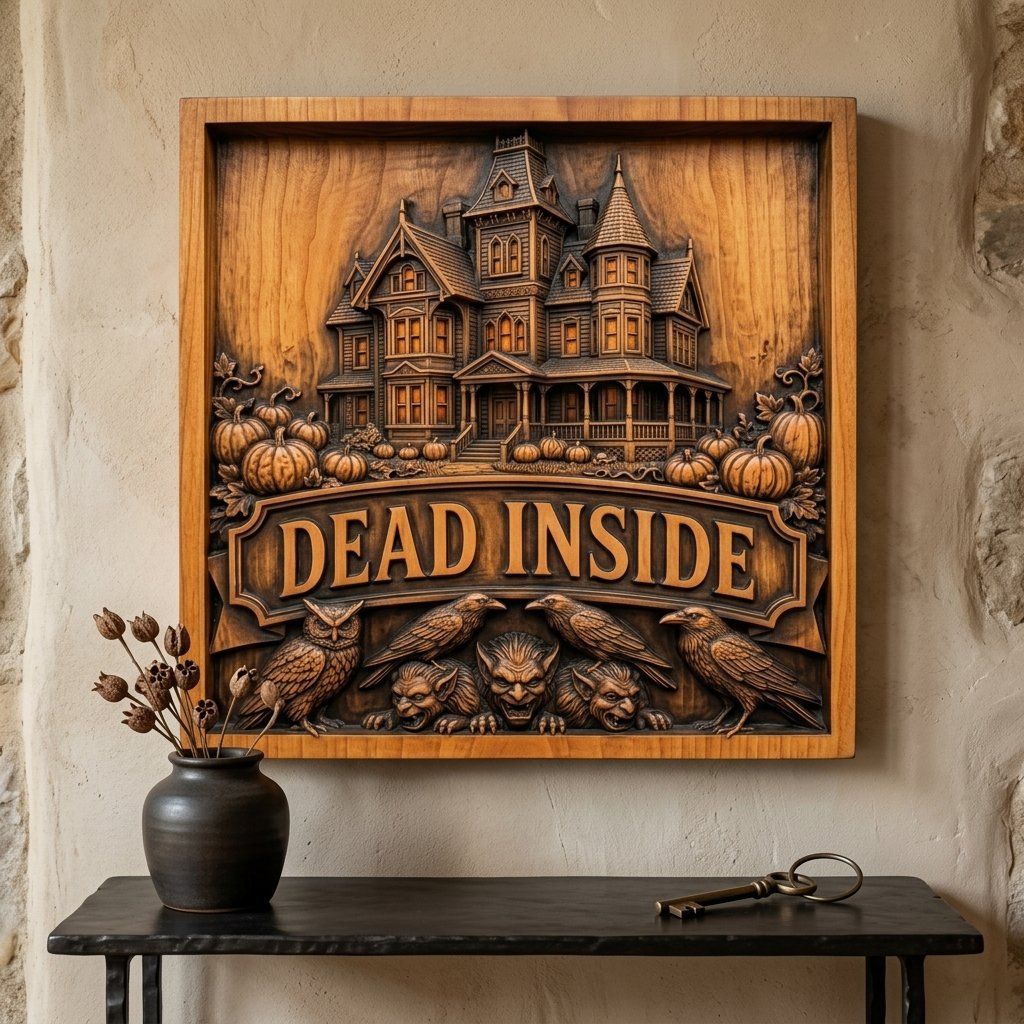 Haunted Victorian Mansion Dead Inside Sign CNC Relief STL bas-relief STL — view 14