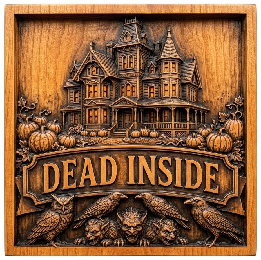 Haunted Victorian Mansion Dead Inside Sign CNC Relief STL bas-relief STL — view 12