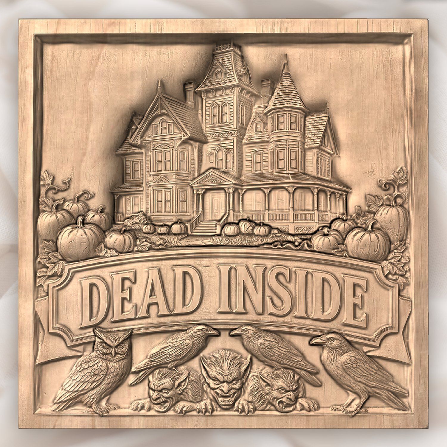 Haunted Victorian Mansion Dead Inside Sign CNC Relief STL bas-relief STL — view 4