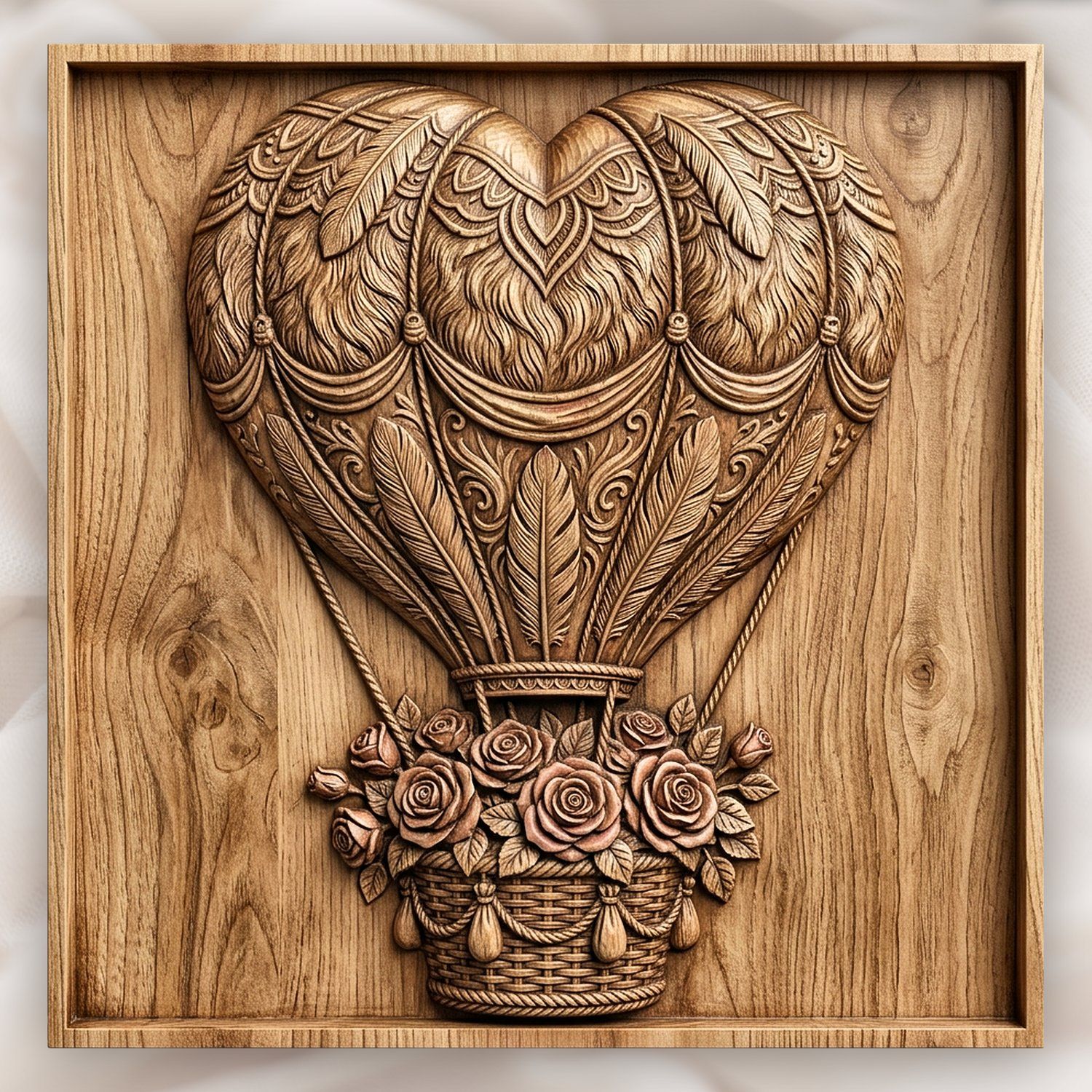 Heart Hot Air Balloon Roses CNC Relief STL bas-relief STL design