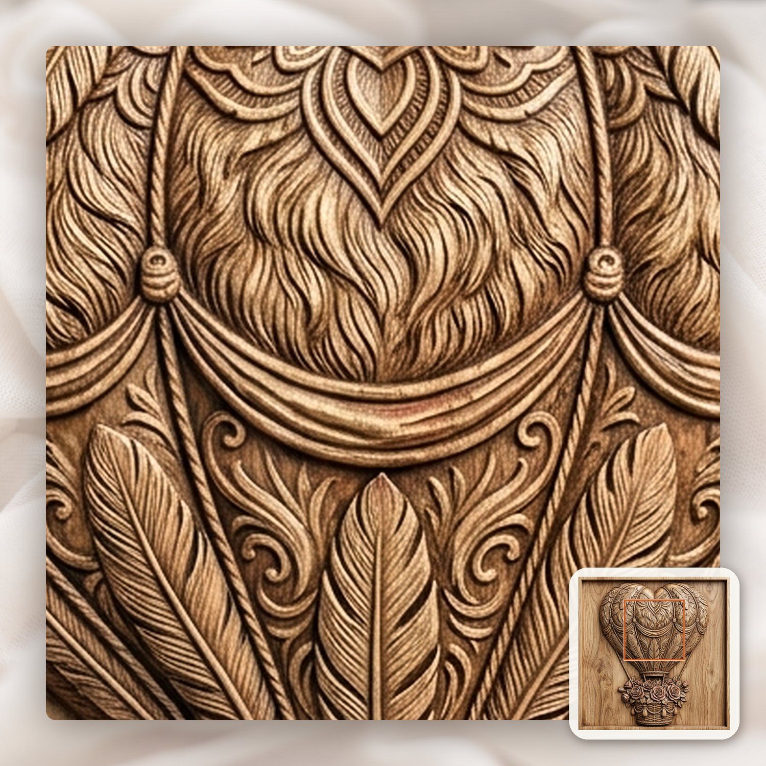 Heart Hot Air Balloon Roses CNC Relief STL bas-relief STL — view 11