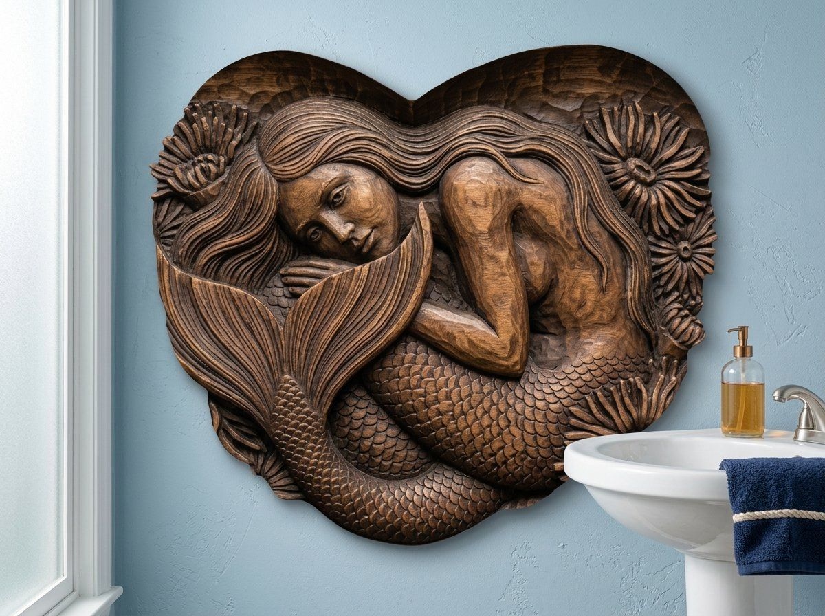Heart Mermaid Sea Anemone CNC Relief STL bas-relief STL — view 13
