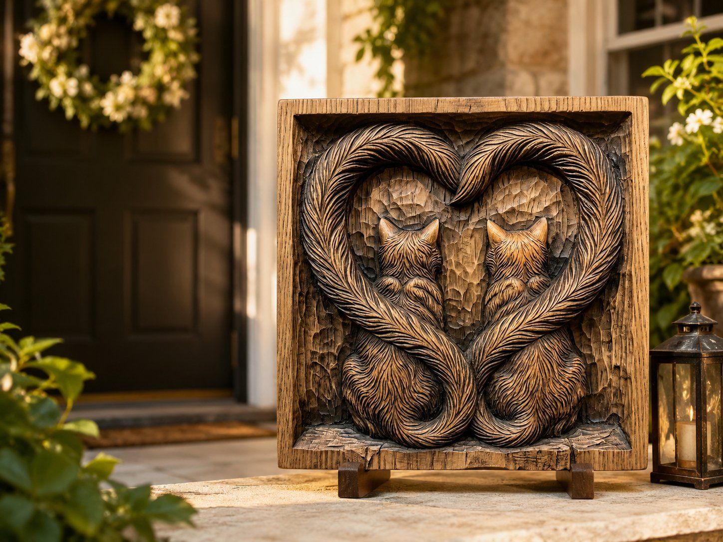 Heart Tails Feline Bond CNC Relief STL bas-relief STL — view 6
