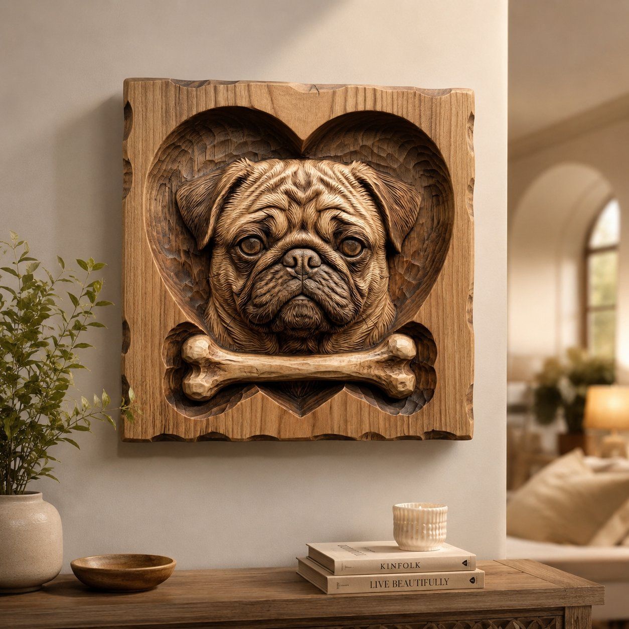 Heartfelt Pug Dog Memorial Portrait CNC Relief STL bas-relief STL — view 5