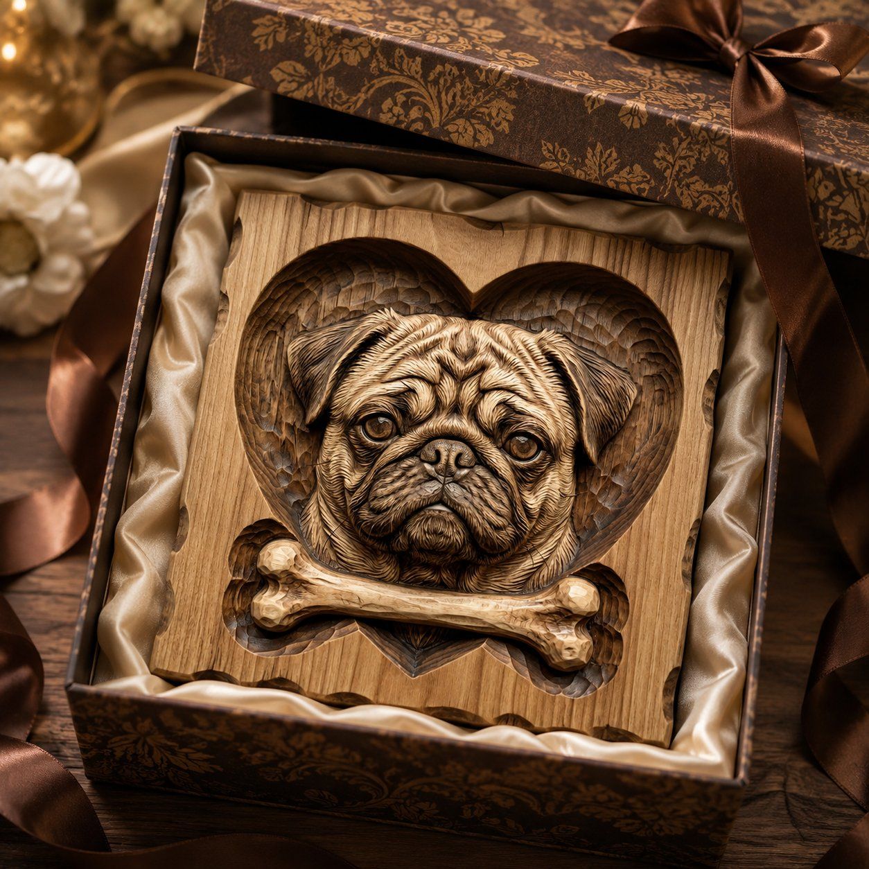 Heartfelt Pug Dog Memorial Portrait CNC Relief STL bas-relief STL — view 8