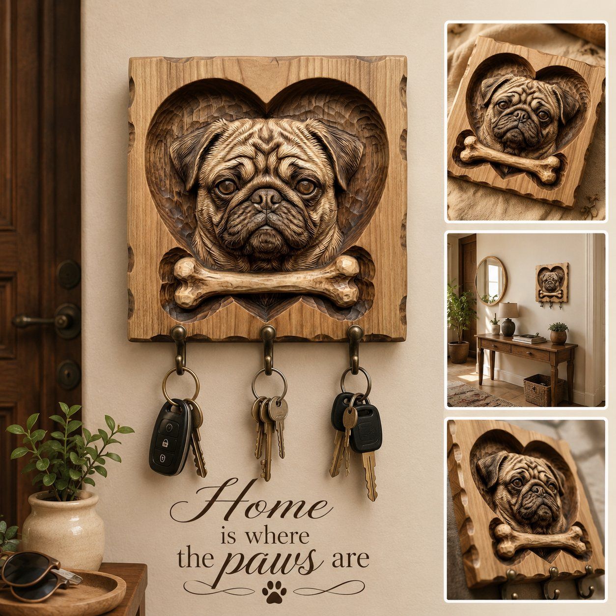 Heartfelt Pug Dog Memorial Portrait CNC Relief STL bas-relief STL — view 9