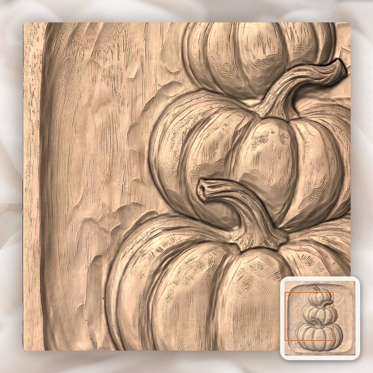 Heirloom Pumpkin Stack Autumn Farmhouse CNC Relief STL bas-relief STL — view 9