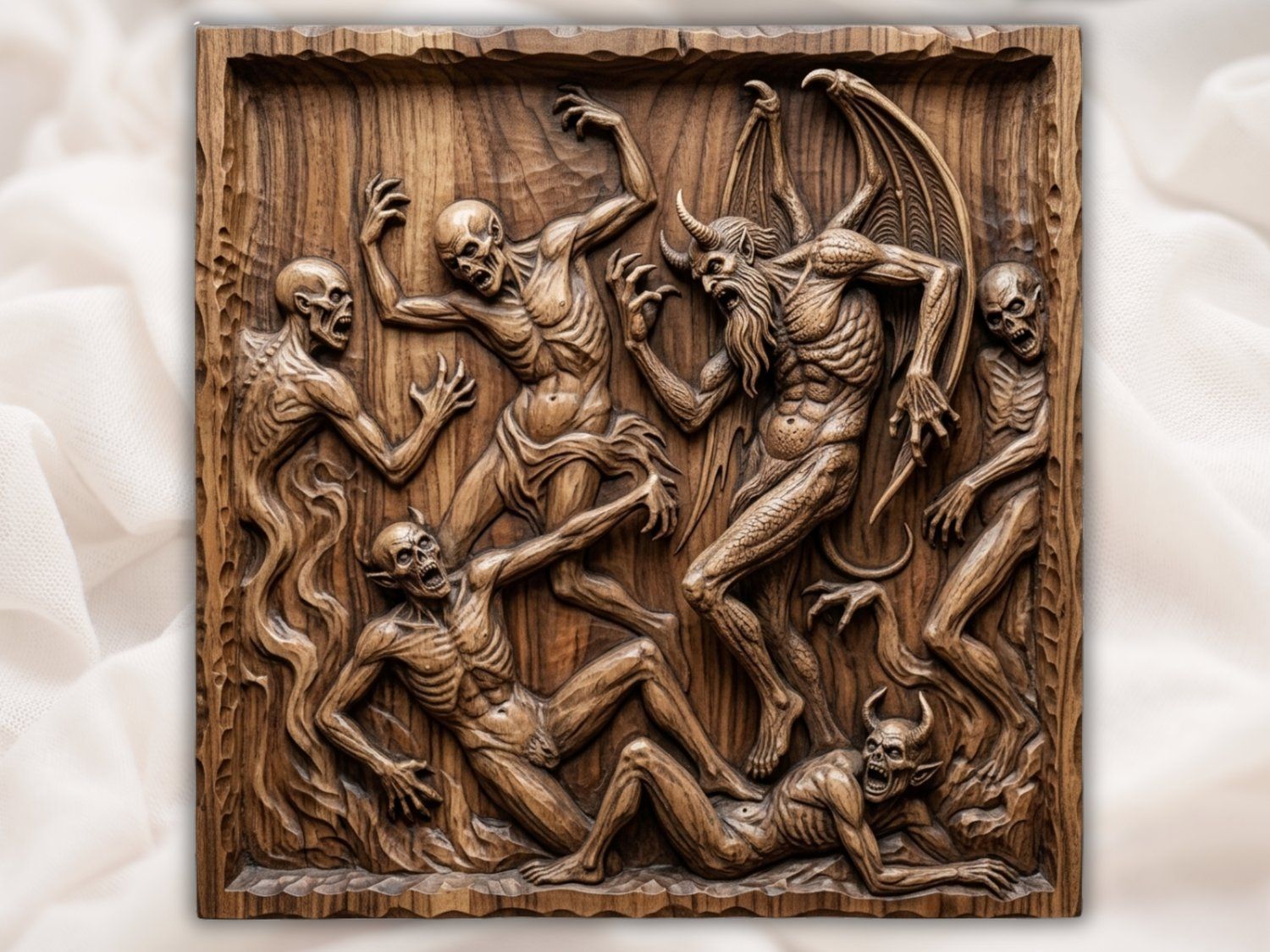 Hellish Demon Horde Battle Scene CNC Relief STL bas-relief STL — view 2