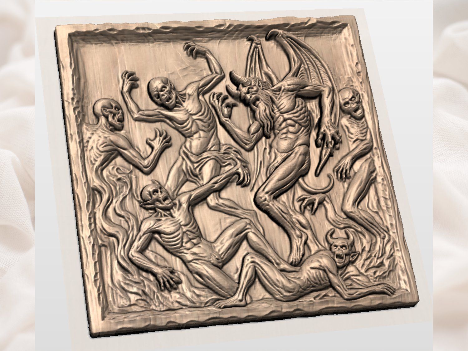 Hellish Demon Horde Battle Scene CNC Relief STL bas-relief STL — view 3