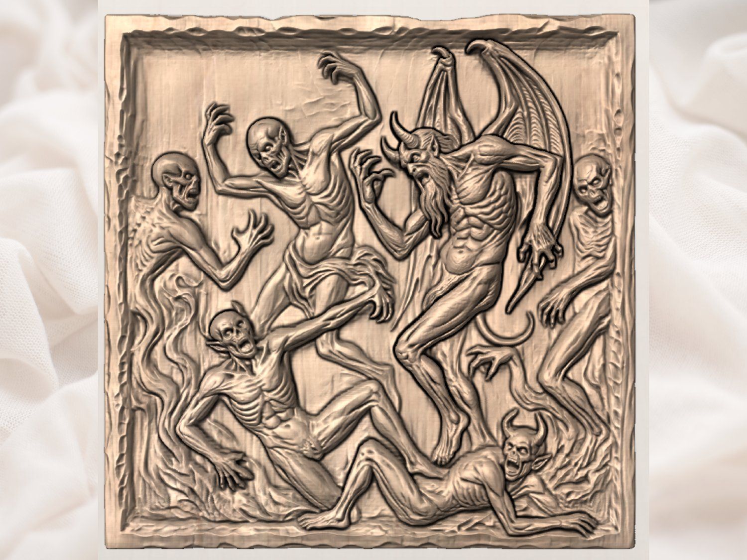 Hellish Demon Horde Battle Scene CNC Relief STL bas-relief STL — view 4