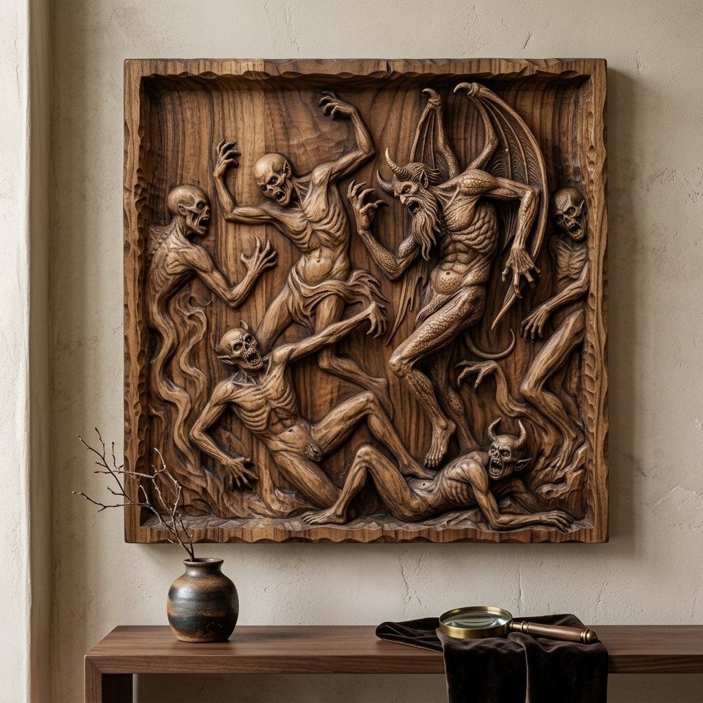 Hellish Demon Horde Battle Scene CNC Relief STL bas-relief STL — view 6