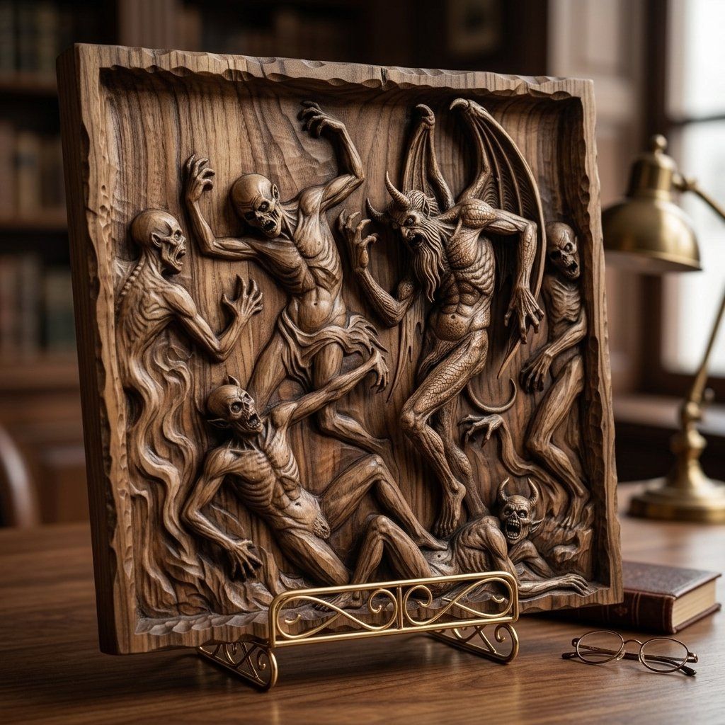 Hellish Demon Horde Battle Scene CNC Relief STL bas-relief STL — view 7