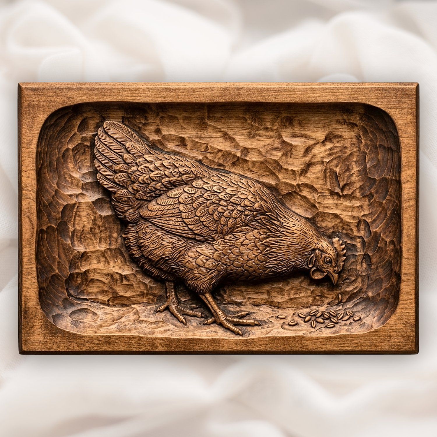 Hen Pecking Grain CNC Relief STL bas-relief STL design