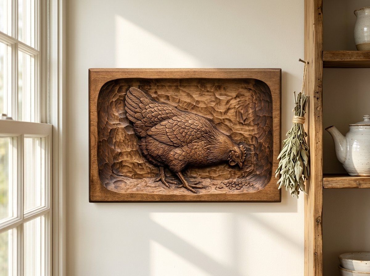 Hen Pecking Grain CNC Relief STL bas-relief STL — view 13