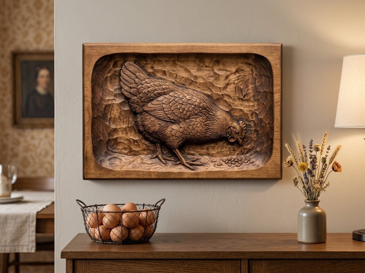 Hen Pecking Grain CNC Relief STL bas-relief STL — view 14