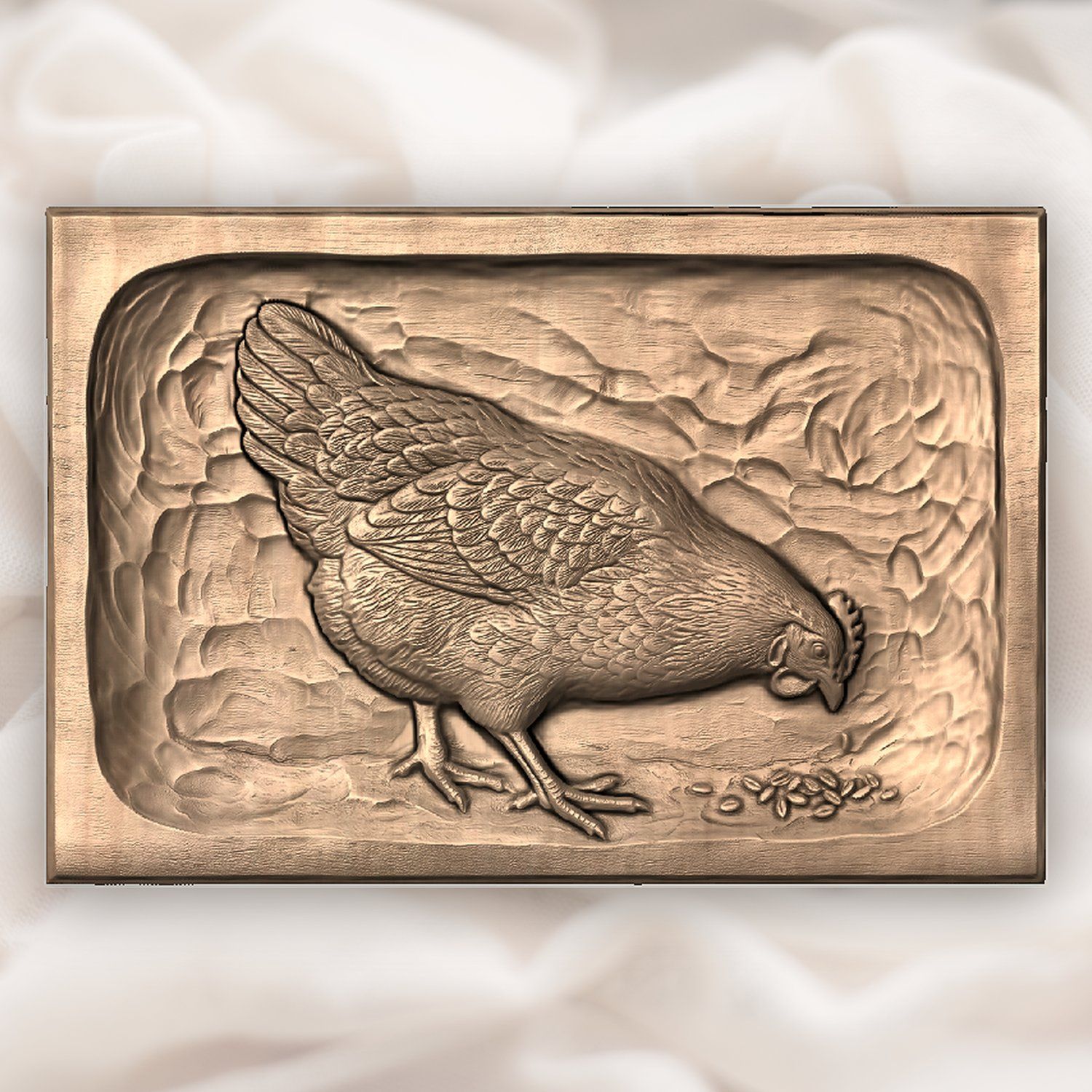 Hen Pecking Grain CNC Relief STL bas-relief STL — view 5