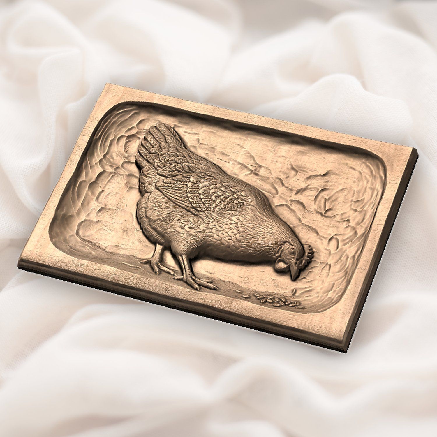 Hen Pecking Grain CNC Relief STL bas-relief STL — view 6