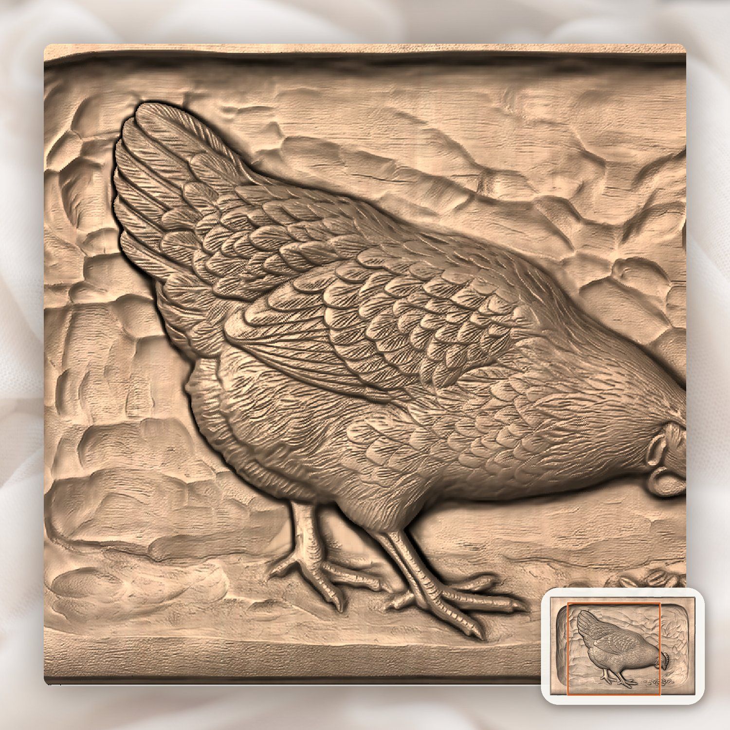 Hen Pecking Grain CNC Relief STL bas-relief STL — view 9
