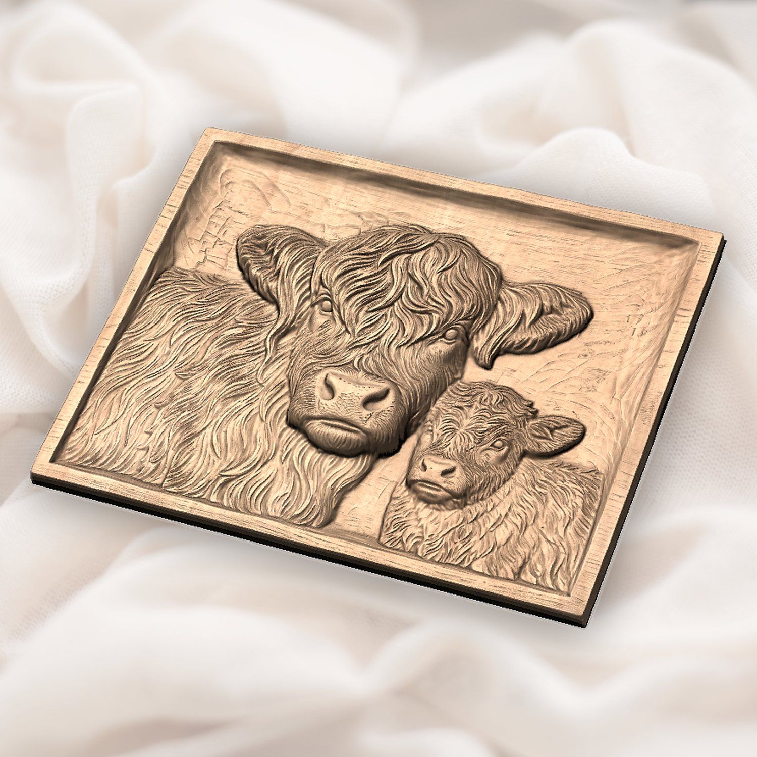 Highland Galloways Cow and Calf CNC Relief STL bas-relief STL — view 5