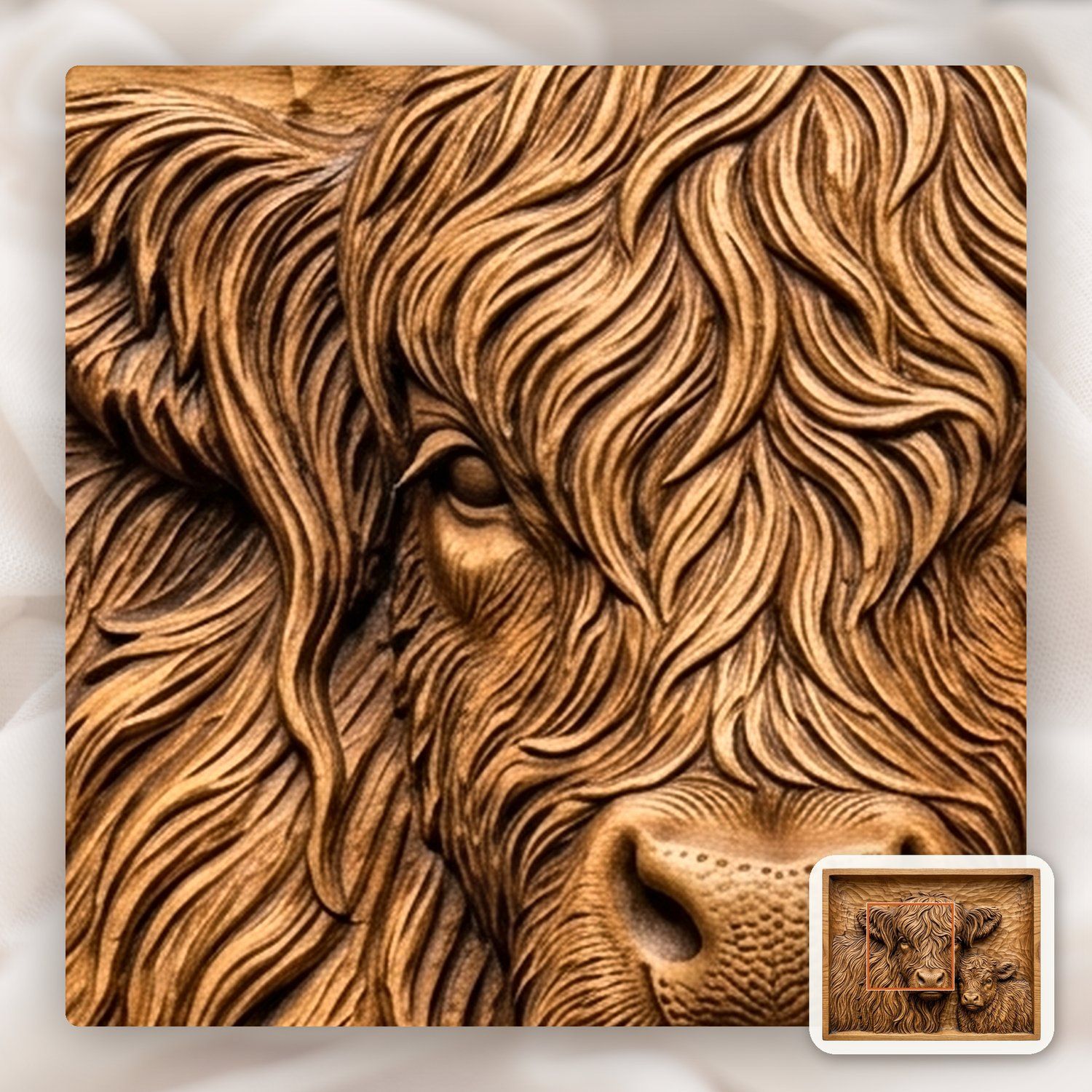 Highland Galloways Cow and Calf CNC Relief STL bas-relief STL — view 10