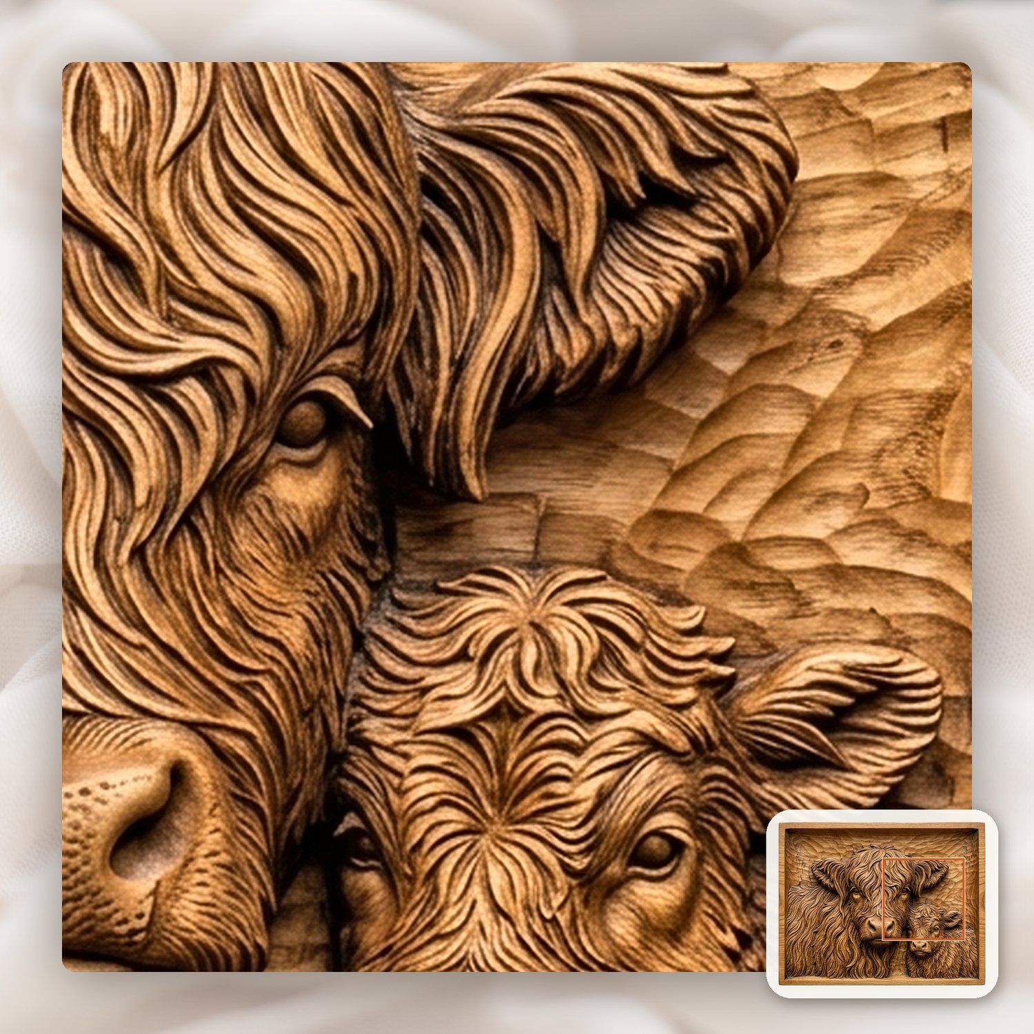 Highland Galloways Cow and Calf CNC Relief STL bas-relief STL — view 11